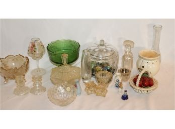 Vintage Glass Lot Candle Sticks, Compote, Figurines, Lenox Bowl, And More! (mixlot1)