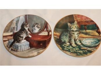 Pair Of W.S.GEORGE Victorian Cat Capers Collector Plates