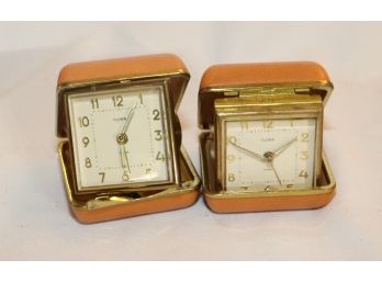 2 Vintage Florn Travel Alarm Clocks