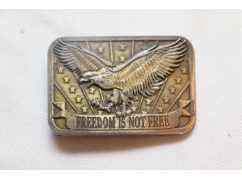FREEDOM IS NOT FREE Brass Belt Buckle Sponsor 2014 Eagle & Stars