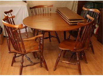 Vintage Wooden Expandable Table With 5 Chairs