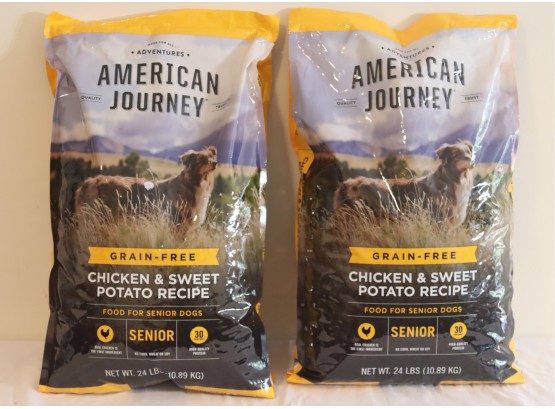 TWO 24 Lb Bags Of American Journey Grain Free Senior Dog Food  (Lot 2)