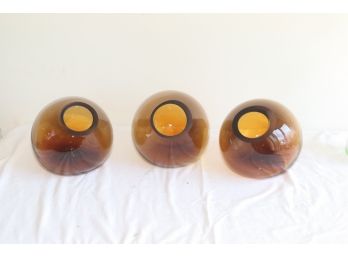 Set Of 3 Ombre Amber Glass Ball Vase By Global Views