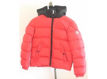 Moncler Red & Black Hooded Puffer Down Jacket Coat Size Kids 12