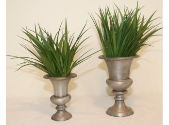 Natural Decorations Ndi High End Artificial Floral Grass In Metal Urns