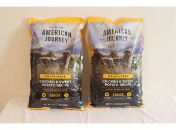 TWO 24 Lb Bags Of American Journey Grain Free Senior Dog Food