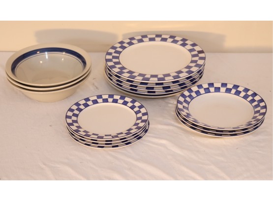 Blue And White Plate Set Style-eyes By Baum Bros  Stoneware Bowls