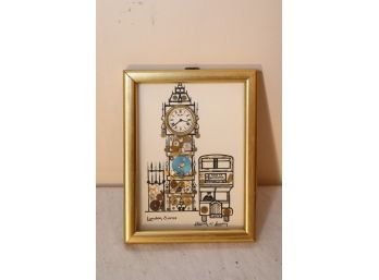 Vintage L Kersh Of London Big Ben Scene Made W/ Watch Pieces, Unique Mid-Century