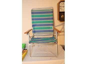 Vintage Folding Aluminum Striped Lawn Beach Chair