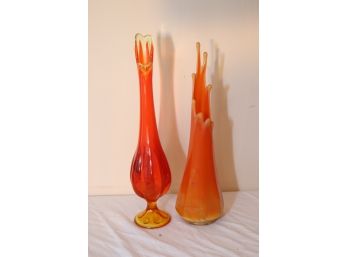 Vintage Vintage Mid-Century Blenko Glass Orange Vase