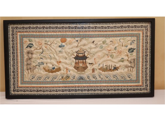 Framed Vintage Chinese Silk Woven