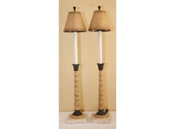 Vintage Pair Of Candlestick Buffet Table Lamps