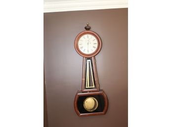 LARGE Antique Banjo Key Wind Pendulum Wall Clock