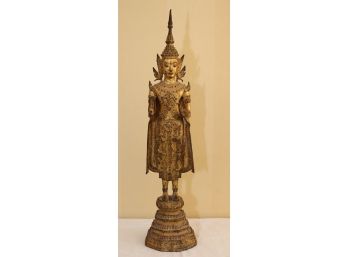 Vintage Tibetan Gilt Bronze Figure Of Standing Buddha