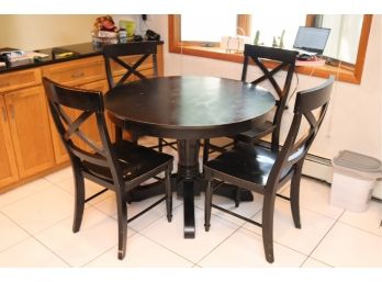Black Pedestal Kitchen Table And 4 Chairs