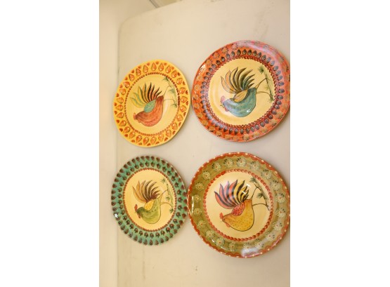 Set Of 4 Rooster Plates Made In Italy