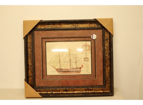 Framed Picture Of Sailing Ship Nautical Decor