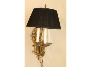 Antique Bronze Wall Sconce 3 Candelabra Light Fixture With Black Shade