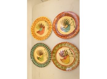 Set Of 4 Rooster Plates Made In Italy
