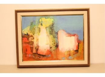 Vintage Mid-century Abstract Painting Signed Flaherty