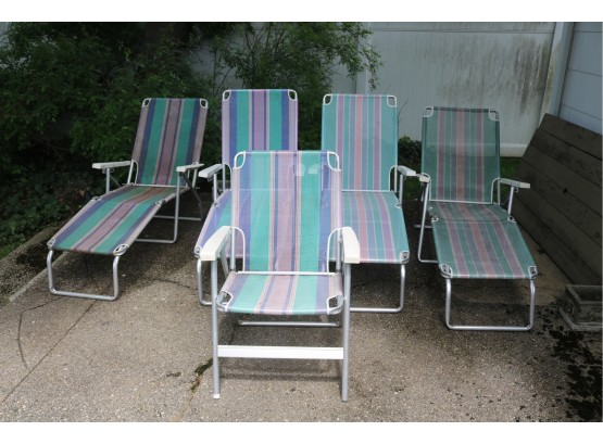 Vintage Lot Of 4 Folding Beach Patio Lounge Chairs 1 Regular Folding Chair