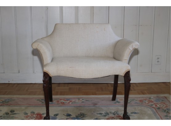 Antique Low Back Upholstered Vanity Chair