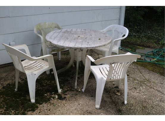 Plastic Patio Garden Bistro Table & 4 Chairs