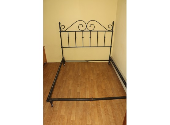 Vintage Queen Wrought Iron Headboard & Bed Frame