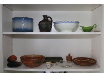 Stoneware, Glass, Chinese Box And Wood Lot 3