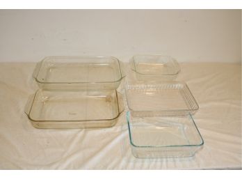 Lot Of 5 Glass Casserole Pyrex Dishes