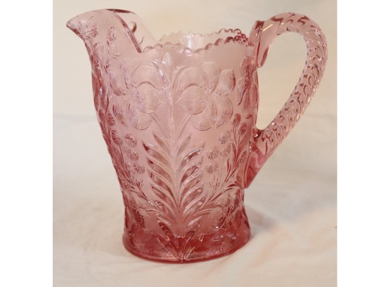 Vintage Pink Glass Water Pitcher