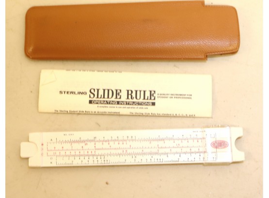 VINTAGE STERLING SLIDE RULE With Case And Manual