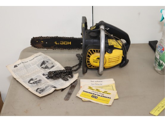 Vintage McCULLOCH MINI MAC Chainsaw Chain Saw W/ Manual