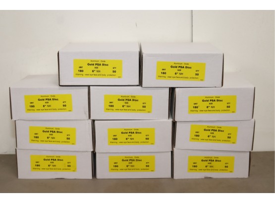 11Boxes Of 6' DA Sanding Discs GOLD PSA Self Sticking Back 180 Grit Aluminum Oxide  Box Of 50  (DA6)
