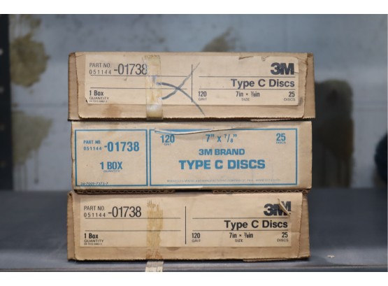 3 Boxes Of 3M 01738 7' 120 Grade TYPE C GRINDING DISC  25/box (SP-3)