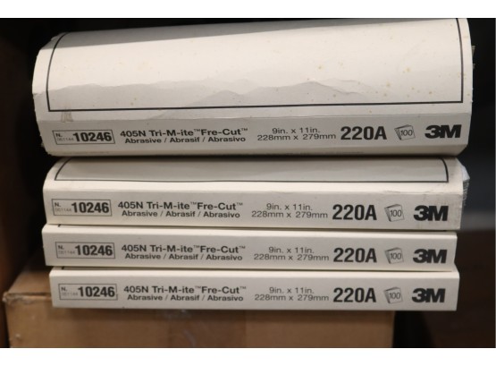 4 Sleeves 3M 405N TRI-M-ITE  SAND PAPER SHEET 9x11' 220A Grit (SP-39)