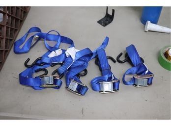 Set Of 4 Blue Adjustable Tie Down Straps