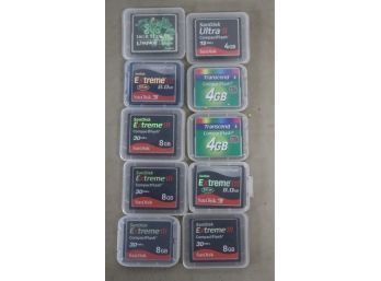 10 Compact Flash Cards  Sandisk Extreme  Transend 16gb 8gb 4gb