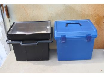 Pair Of Plastic File Boxes