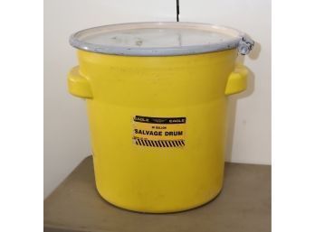 Eagle 1654 Plastic Salvage Drum - 20 Gallon - Yellow With Metal Lever-Lock Ring (E-1)