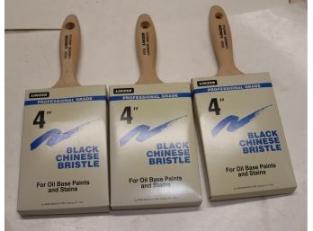 3 Black Chinese Bristle Oil Based Paints And Stains 4' Paint Brush