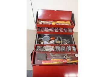Vintage Metal Craftsman Tool Box With Tools