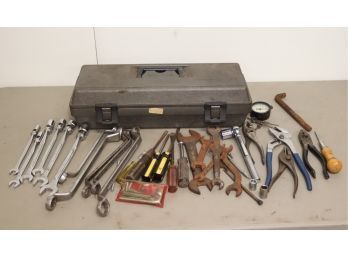 Vintage Plastic Toolbox With Assorted Tools