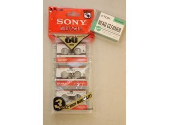 3 Pack Sony Micro Cassette Tapes  TDK Head Cleaner