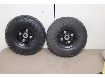 Pair Of 10' Pneumatic Tires 63515 Black Hub