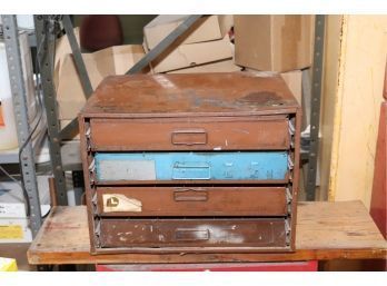 Vintage Metal 4 Draw Hardware  Storage Box