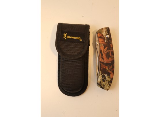 New Browning 3 Function Pocket Knife With Belt Sheath
