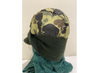 Vintage Quilted Camo Winter Duck Hunting Hat