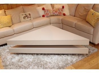 Vintage 1980's Modern Triangle Formica Coffee Table 2 Tier Look!