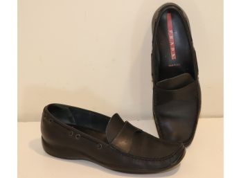 Ladies Prada Black Leather Loafers Size 39